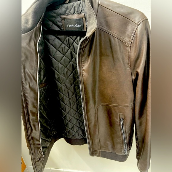 New Calvin Klein Mens Moto Leather Jacket - Picture 1 of 10